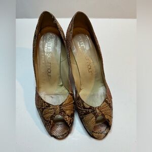 Mr Seymour Snakeskin Heels Brown Size 6.5